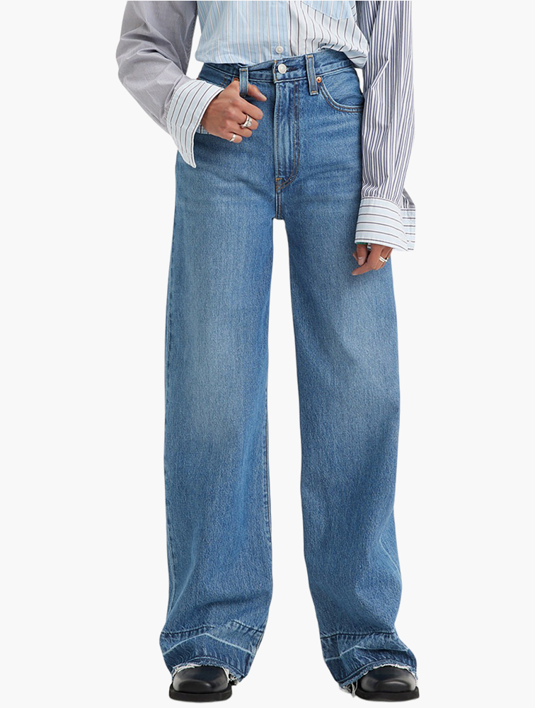 MyRunway | Shop Levi's Blue Ribcage Wide Leg Jeans for Women from